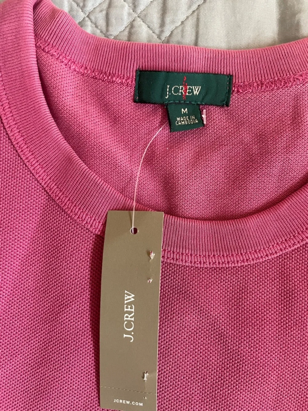 J.‎ CREW Washed piqué pocket T-shirt in Plum Pink Size M NWD $59.50 CJ722